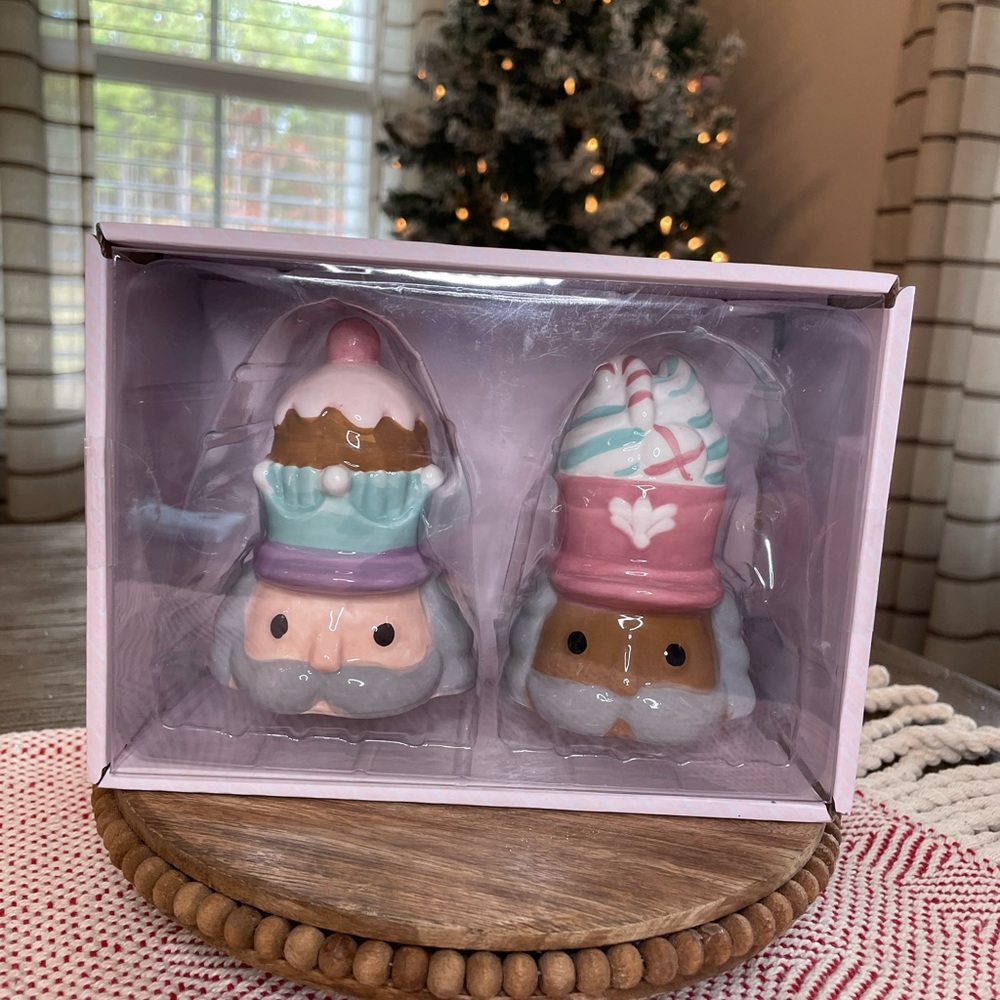 Peppermint & Pine Pastel Nutcracker Cupcake Ceramic Salt and Pepper Shakers